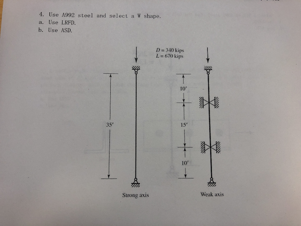 Solved 4 Use A992 Steel And Select A W Shape A Use LRFD Chegg