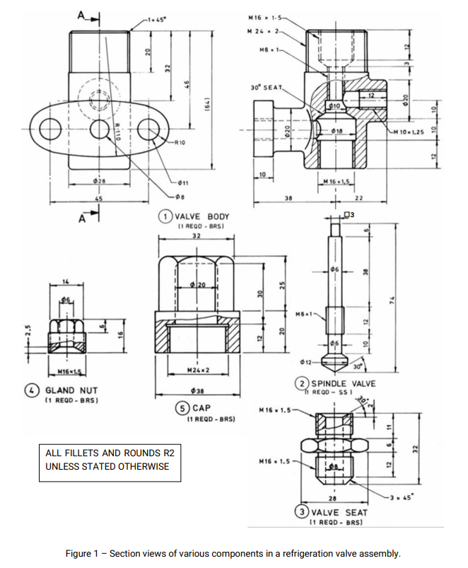 Solved 4 GLAND NUT 1 REQD BRS 1 Valve Body 1 REOO Chegg