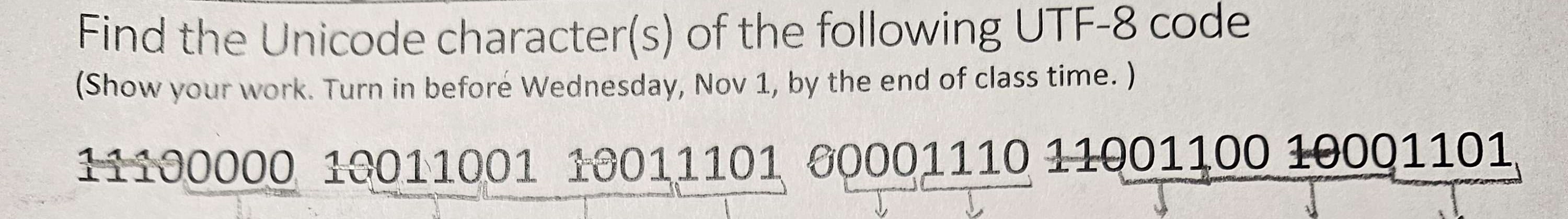 Solved Find The Unicode Character S Of The Following UTF 8 Chegg