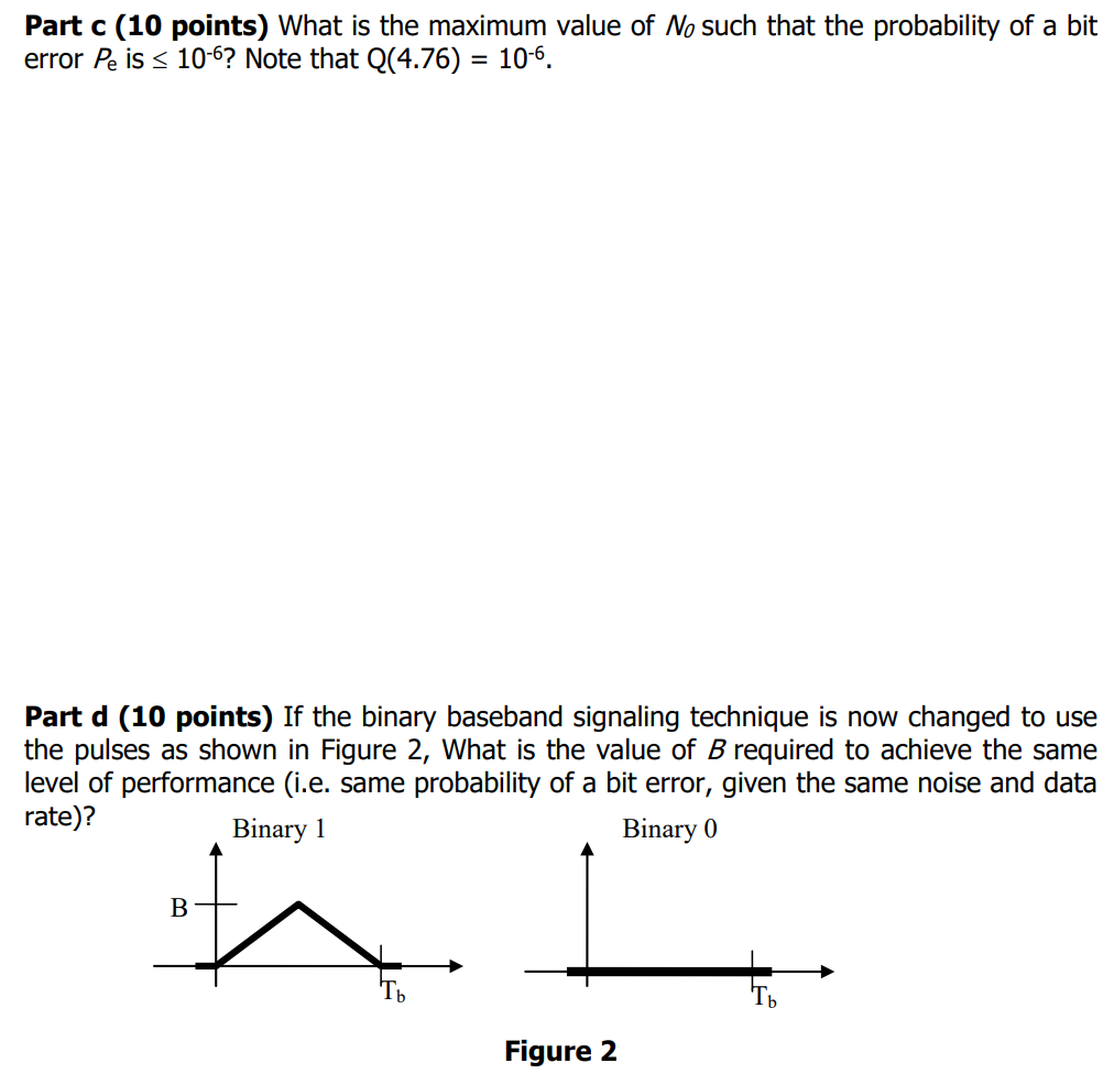 Solved Question Points A Binary Baseband Signaling Chegg