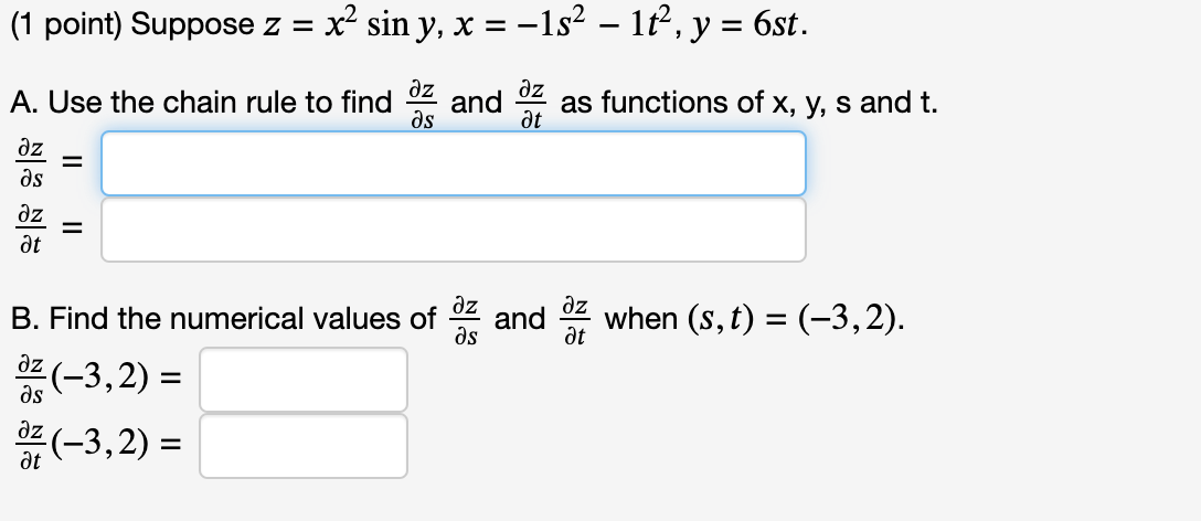 Solved Point Suppose Z X Siny X S T Y St A Use Chegg