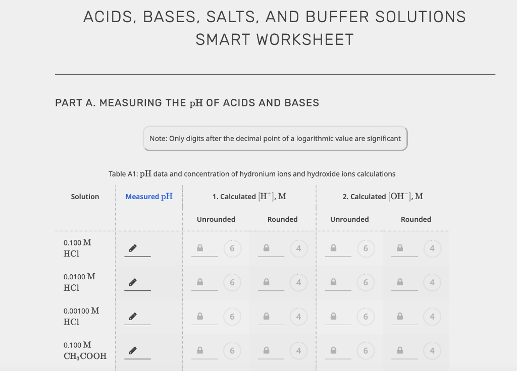 Solved ACIDS BASES SALTS AND BUFFER SOLUTIONS SMART Chegg