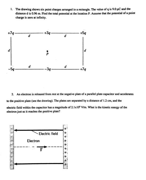 Solved The Drawing Shows Six Point Charges Arranged In A