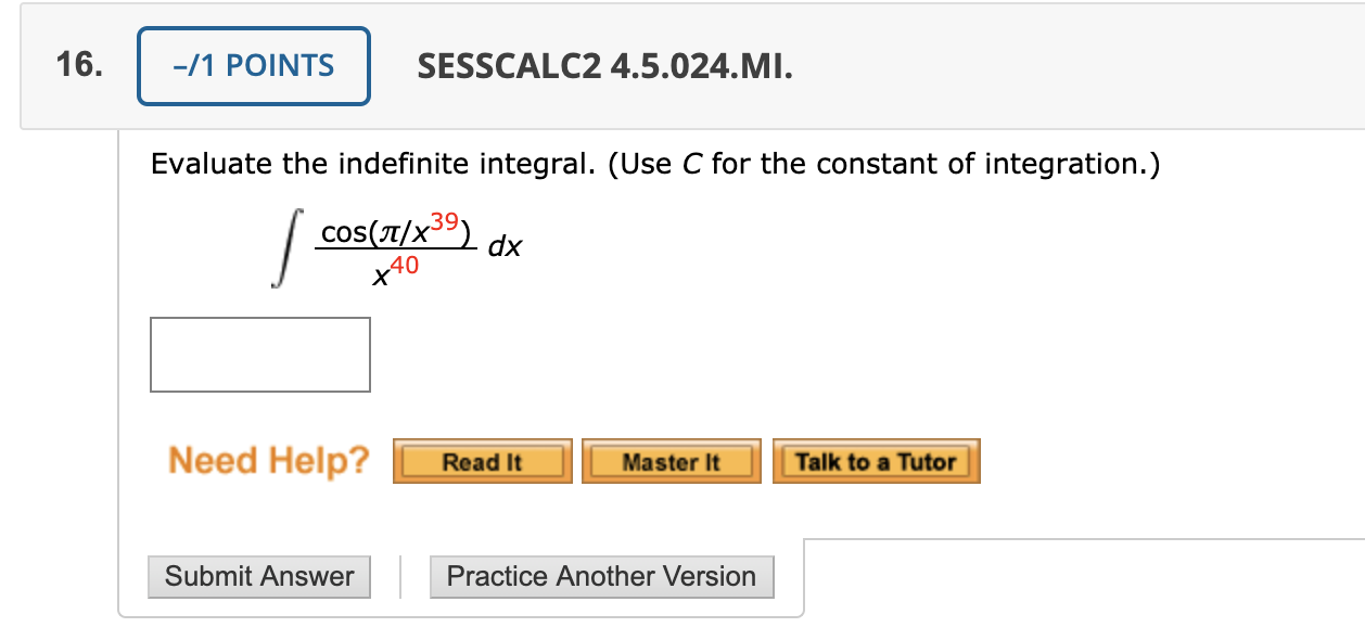 Solved 16 1 POINTS SESSCALC2 4 5 024 MI Evaluate The Chegg