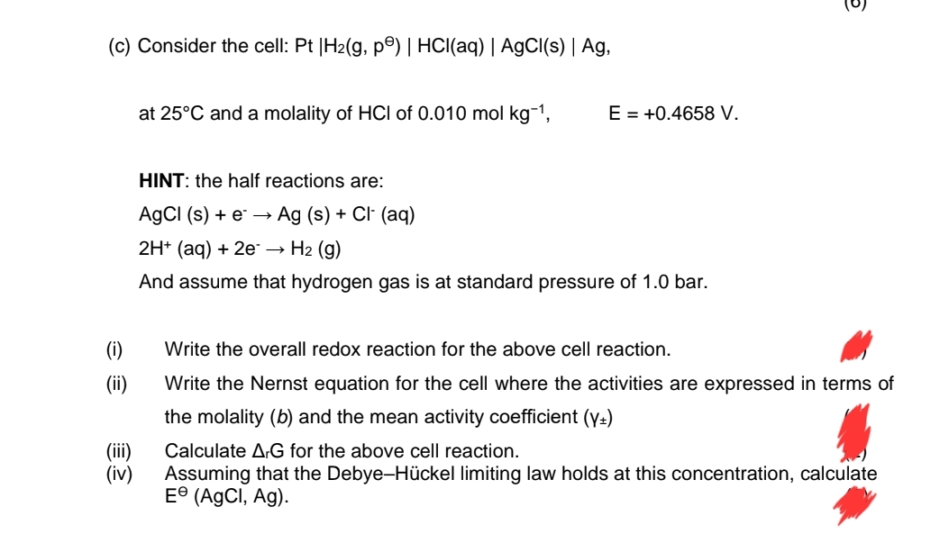 Solved C Consider The Cell Chegg