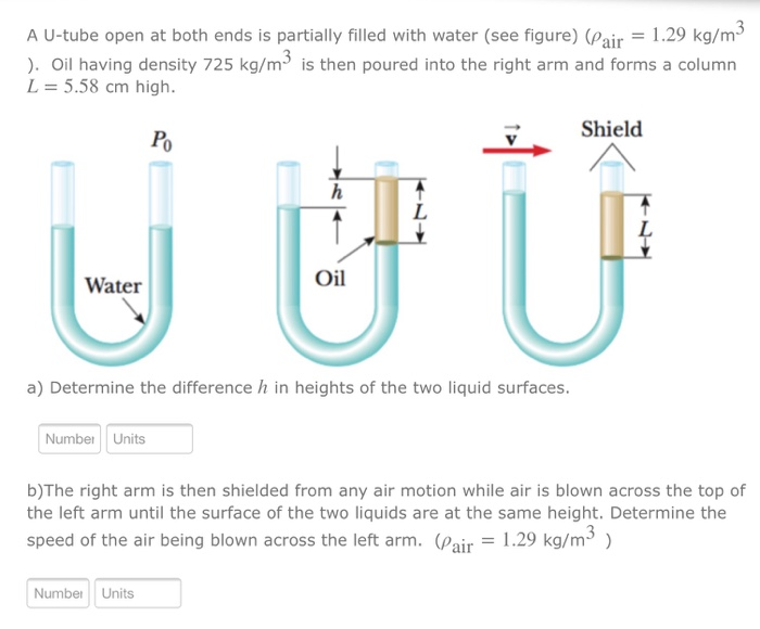 Solved A U Tube Open At Both Ends Is Partially Filled With Chegg