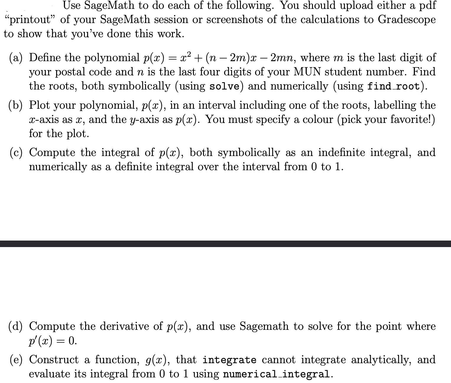 Solved Use Sagemath To Do Each Of The Following You Should Chegg