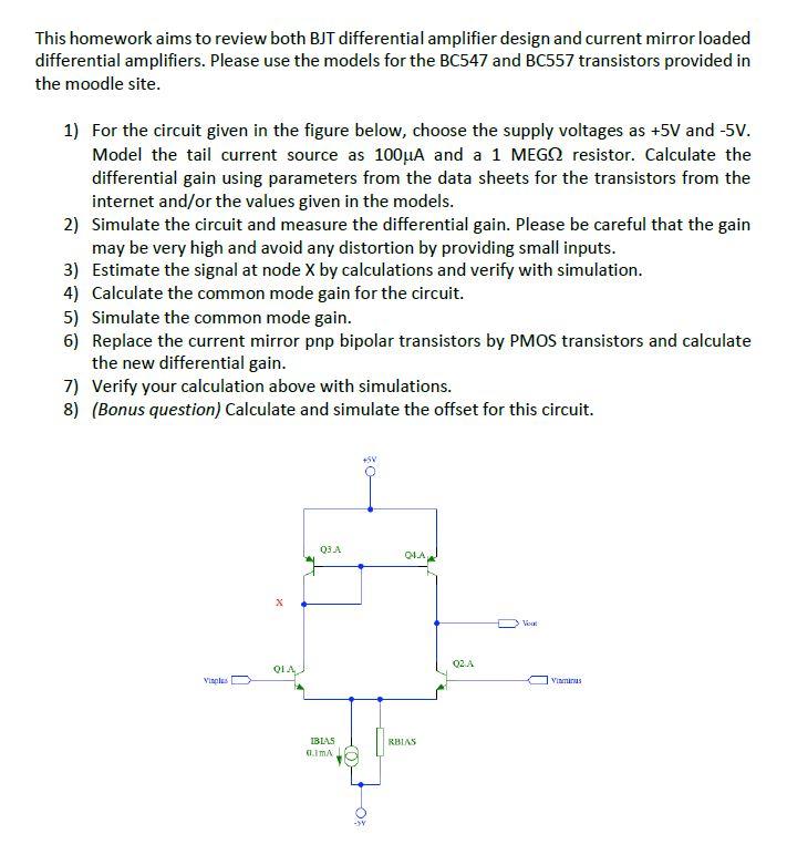 This Homework Aims To Review Both BJT Differential Chegg