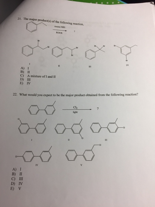 Solved The Major Product S Of The Following Reaction A I Chegg