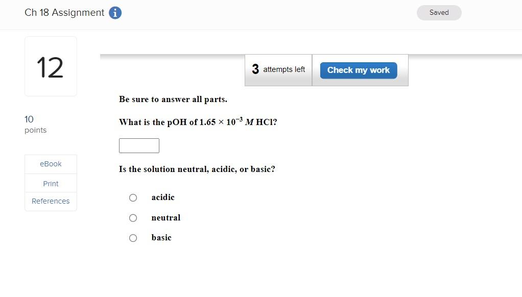 Solved Be Sure To Answer All Parts What Is The POH Of Chegg