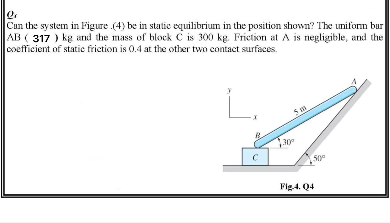 Solved Q Can The System In Figure Be In Static Chegg