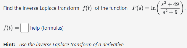 Solved Find The Inverse Laplace Transform F T Of The Chegg