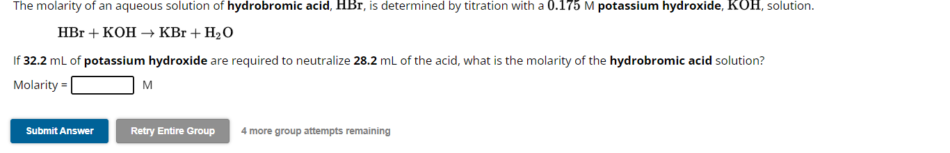 Solved The Molarity Of An Aqueous Solution Of Hydrobromic Chegg