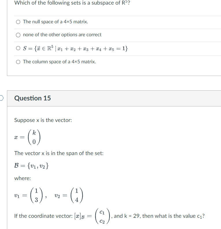 Solved Which Of The Following Sets Is A Subspace Of R5 The Chegg