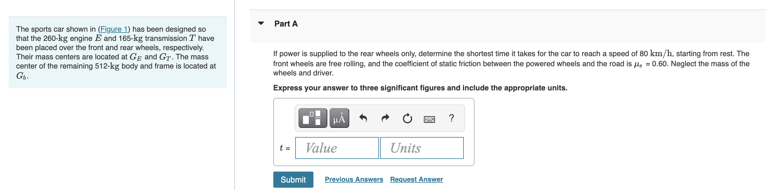 Solved Part A The Sports Car Shown In Figure Has Been Chegg