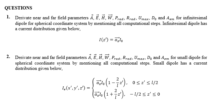 Questions Derivate Near And Far Field Parameters Chegg