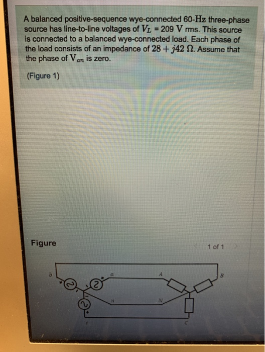 Solved A Balanced Positive Sequence Wye Connected Hz Chegg