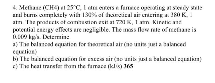 Solved Methane Ch At C Atm Enters A Furnace Chegg