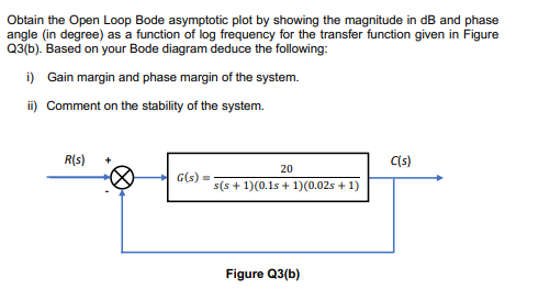 Solved Obtain The Open Loop Bode Asymptotic Plot By Showing Chegg