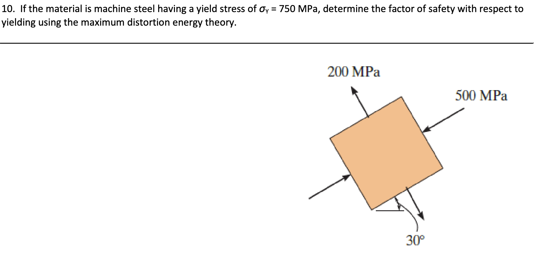 Solved 10 If The Material Is Machine Steel Having A Yield Chegg