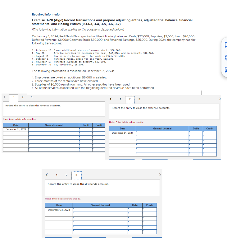 Solved Required Information Exercise 3 20 Algo Record