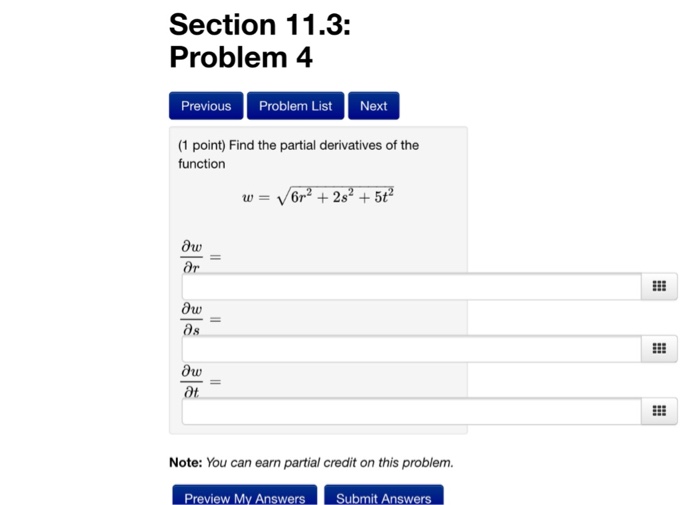 Solved Find The Partial Derivatives Of The Function W Chegg