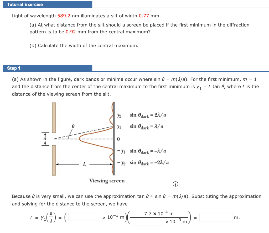 Solved Tutorial Exercise Light Of Wavelength Nm Chegg