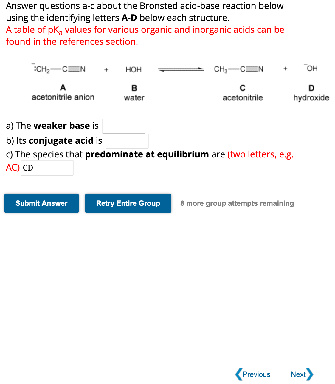 Solved Answer Questions A C About The Bronsted Acid Base Chegg