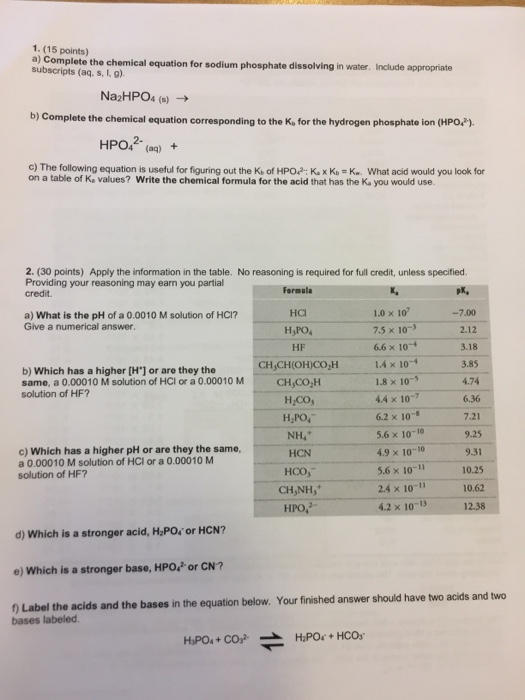 Solved A) Complete The Chemical Equation For Sodium Phosp...
