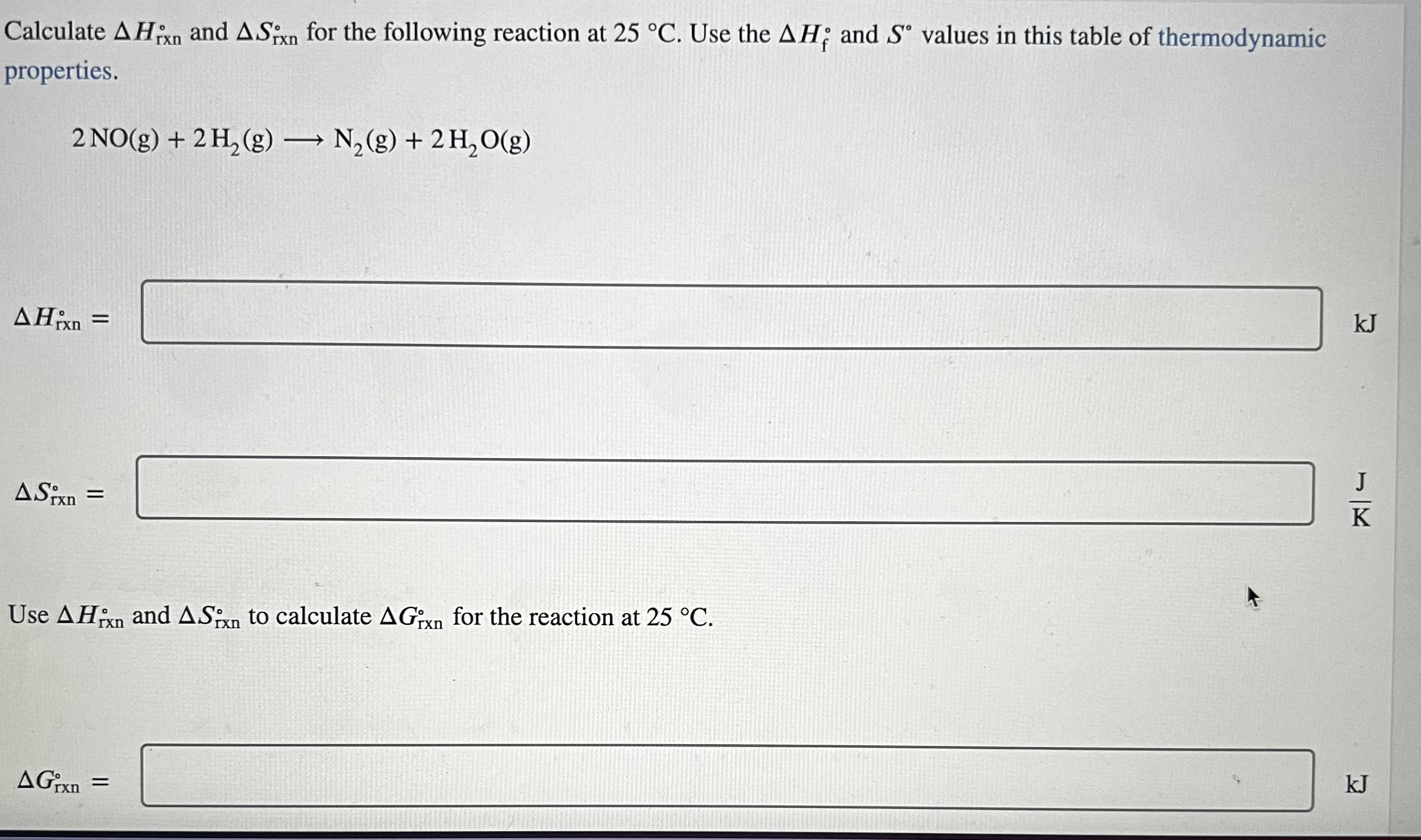 Solved Calculate Hrxn And Srxn For The Following Chegg