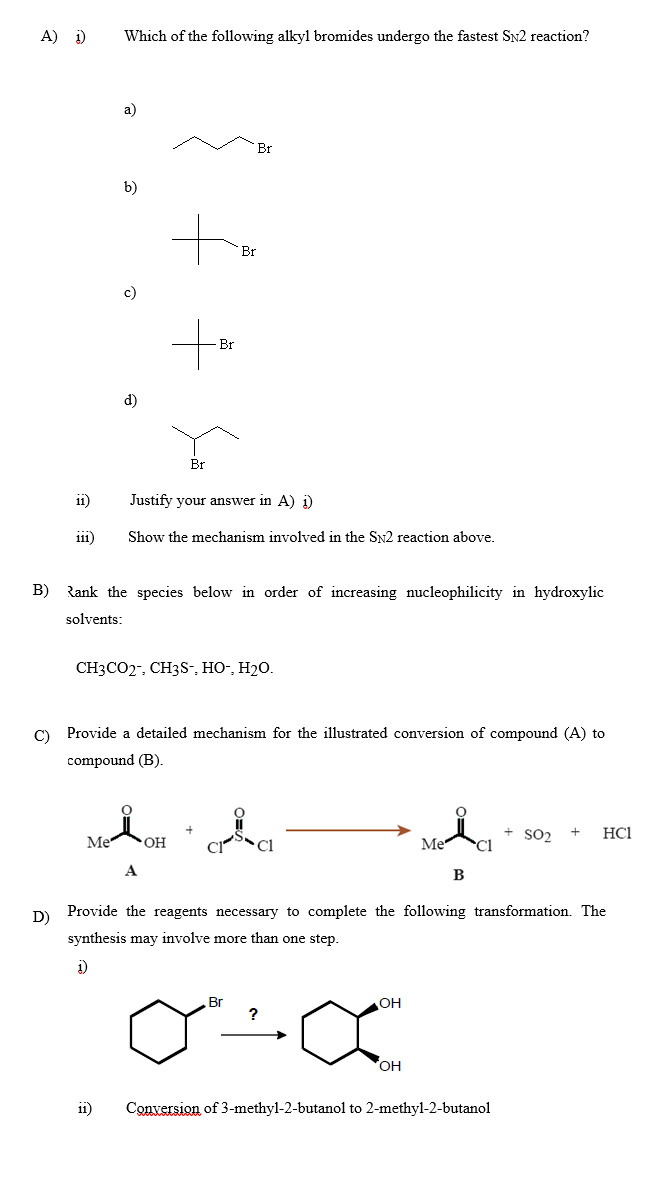 Solved A I Which Of The Following Alkyl Bromides Undergo Chegg