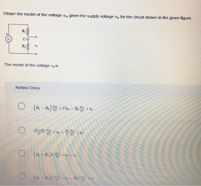 Solved Obtain The Model Of The Voltage Va Given The Supply Chegg