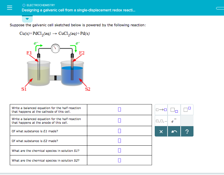 Solved Electrochemistry Designing A Galvanic Cell From A Chegg