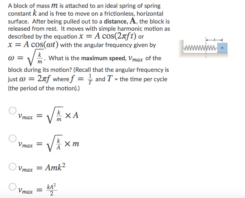 Solved A A Block Of Mass M Is Attached To An Ideal Spring Chegg