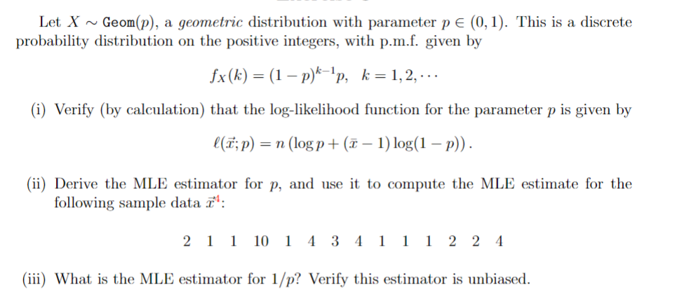 Solved Let Xgeom P A Geometric Distribution With Chegg