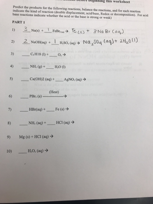 Solved: Delore Deginhing This Worksheet Predict The Produc... | Chegg.com