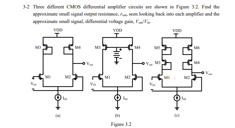 Solved Three Different Cmos Differential Amplifier Chegg