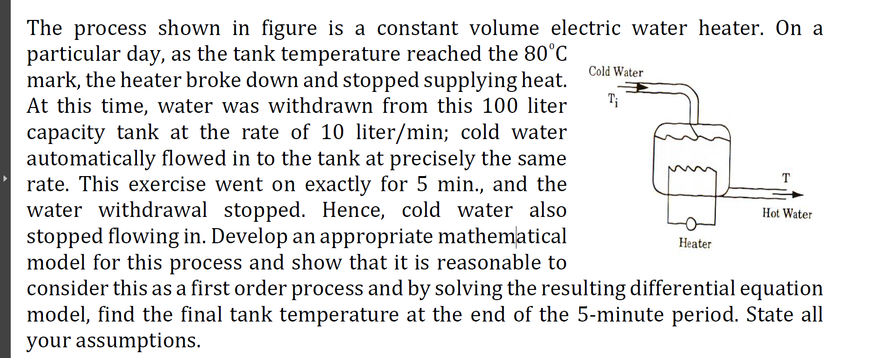 Solved Cold Water T The Process Shown In Figure Is A Chegg