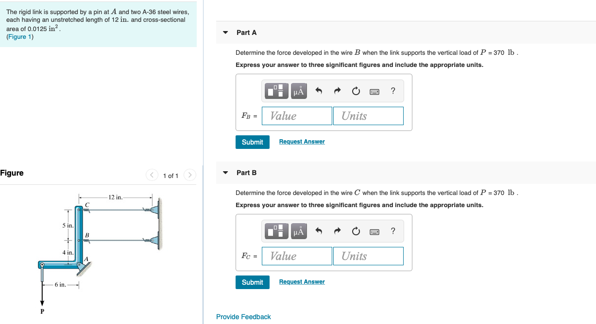 Solved The Rigid Link Is Supported By A Pin At A And Two Chegg