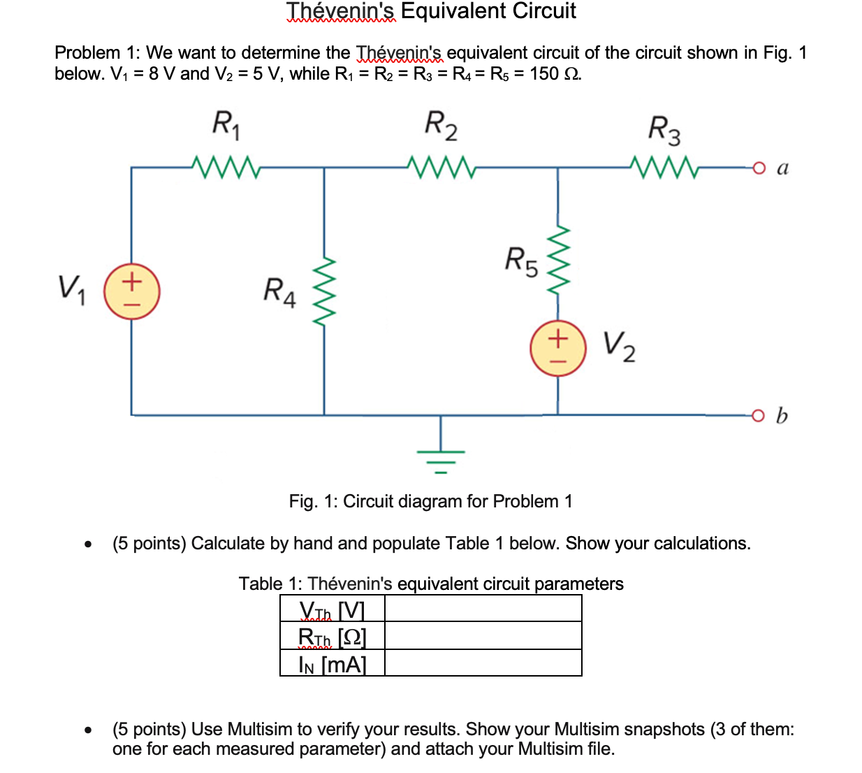 Solved Problem 1 We want to determine the Thévenin s Chegg