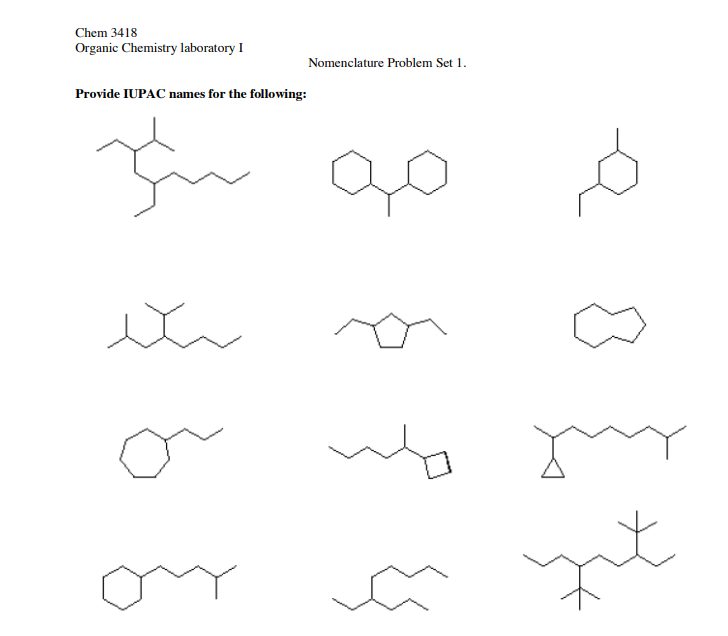 Solved Chem Organic Chemistry Laboratory Nomenclature Chegg