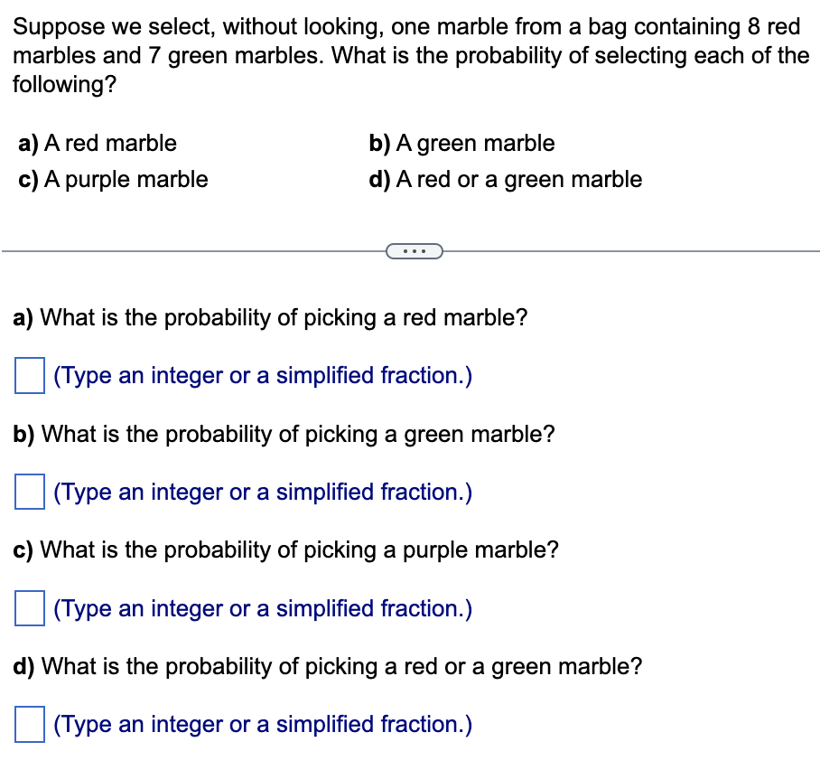 Solved Suppose We Select Without Looking One Marble F