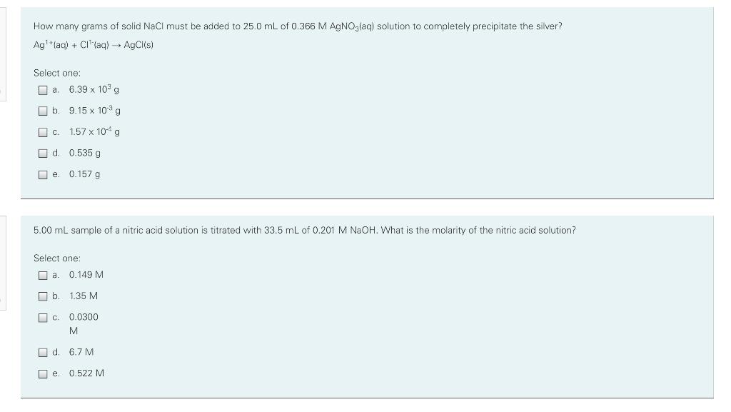 Solved How Many Grams Of Solid Nacl Must Be Added To Ml Chegg