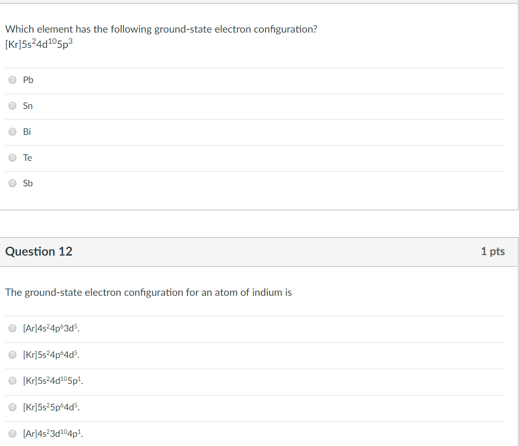 Solved Which Element Has The Following Ground State Electron Chegg