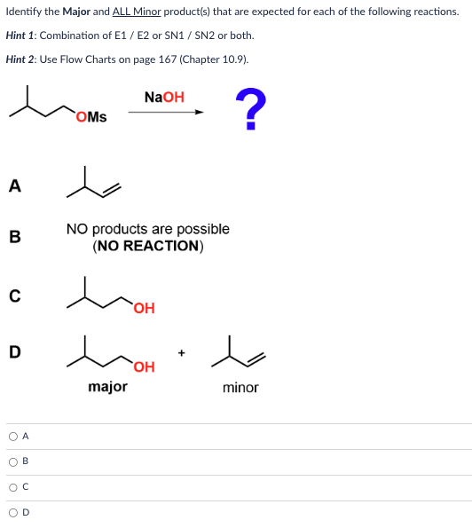 Solved Identify The Major And All Minor Product S That Are Chegg