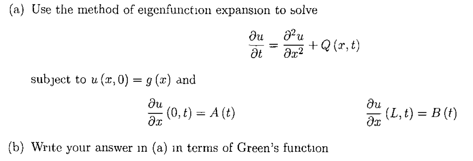 Solved A Use The Method Of Eigenfunction Expansion To Chegg