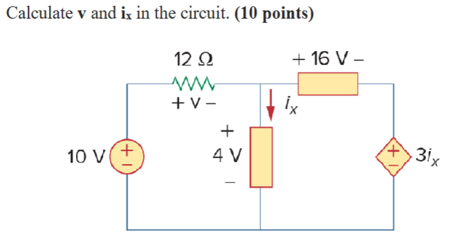 Solved Calculate V And Ix In The Circuit 10 Points Chegg