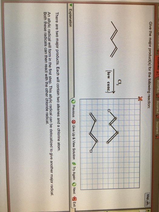 Solved Give The Major Product S For The Following Reaction Chegg