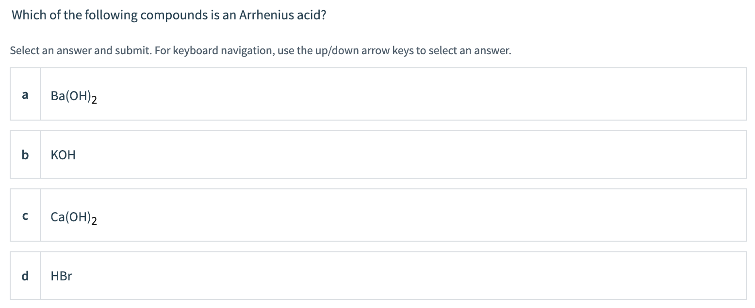 Solved Which Of The Following Compounds Is An Arrhenius Chegg