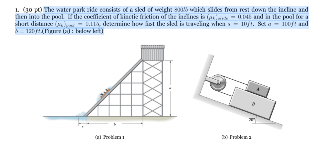 Solved Pt The Water Park Ride Consists Of A Sled Of Chegg